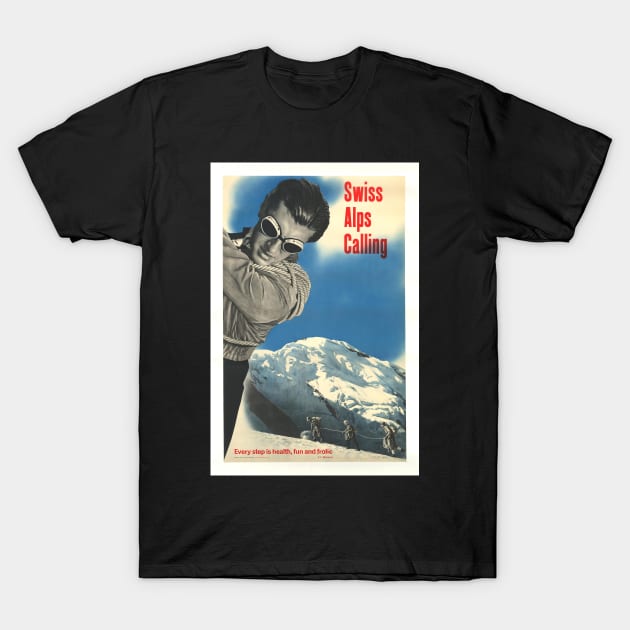 Swiss Alps Calling, Ski Poster T-Shirt by BokeeLee